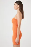 Women's Ribbed Knit Tube Mini Dress in Cantaloupe, XL