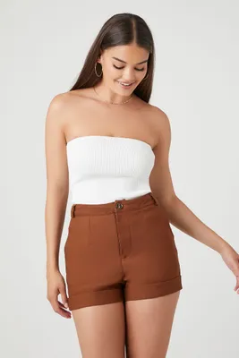 Women's High-Rise Pull-On Shorts in Brown Large