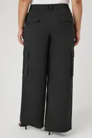 Women's Wide-Leg Cargo Pants in Black, 2X