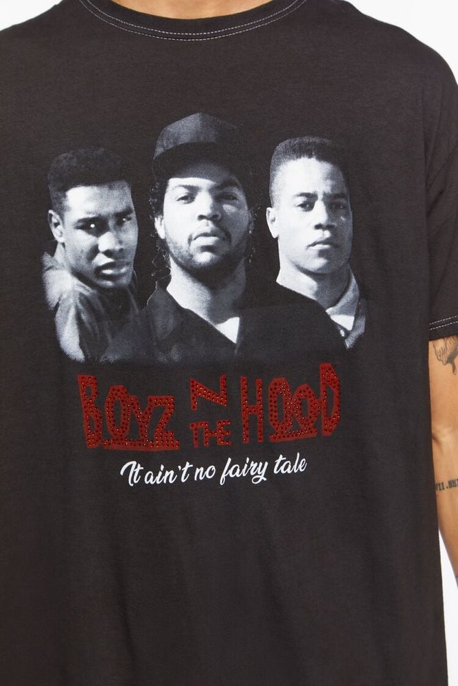 Men Boyz N The Hood Studded Graphic Tee in Black Large