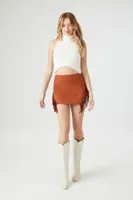 Women's Faux Suede Tassel Mini Skirt Chestnut