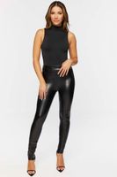 Women's Mock Neck Sleeveless Bodysuit in Black, XS