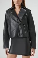 Women's Boxy High-Low Moto Jacket Medium