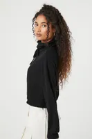 Women's Drawstring Turtleneck Crop Top Large