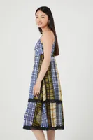 Women's Reworked Plaid Midi Dress in Blue Medium