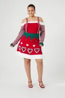 Women's Christmas Mini Sweater Dress Red,