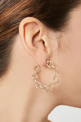 Women's Mariner Chain Hoop Earrings in Gold