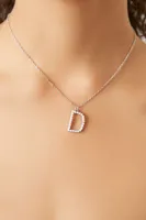 Women's Rhinestone Initial Pendant Necklace in Silver/D