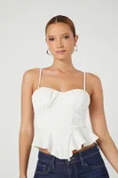 Women's Ruffle-Hem Cropped Cami in White, XL