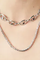 Women's Layered Mariner Chain Necklace in Silver/Clear