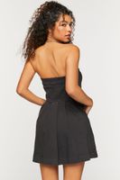 Women's Twill Crochet-Trim Strapless Mini Dress in Black Large