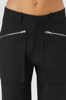 Women's Zip-Pocket Straight-Leg Pants Black