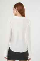 Women's High-Low Trumpet-Sleeve Shirt White