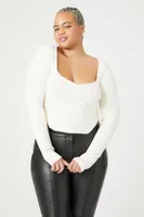 Women's Sweater-Knit Crop Top in Vanilla, 1X