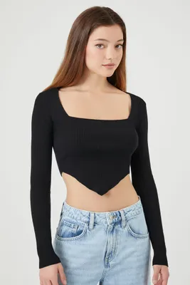 Women's Ribbed Knit Cropped Sweater