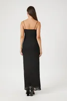 Women's Mesh Cowl Neck Maxi Dress in Black Large