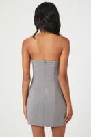 Women's Sequin Strapless Mini Dress in Dark Grey Small