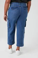 Women's Wide-Leg Cargo Jeans in Dark Denim, 18