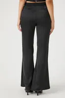 Women's Satin High-Rise Flare Pants in Black Small