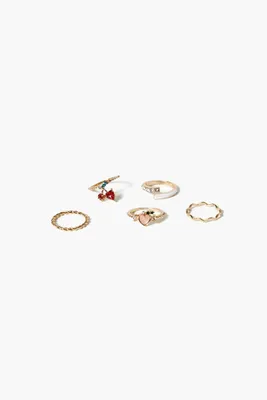 Women's Faux Gem Fruit Ring Set Gold/Red,