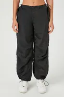 Women's Drawstring Windbreaker Joggers in Black Large