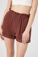 Women's High-Rise Paperbag Shorts Almond