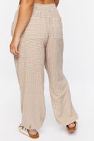 Women's Gingham Plaid Joggers in Brown, 0X