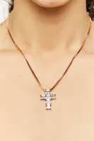 Women's CZ Cross Pendant Necklace in Gold/Clear