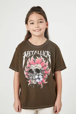 Girls Metallica Graphic T-Shirt (Kids) in Tan, 7/8