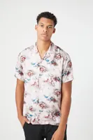 Men Satin Angel Print Shirt