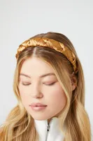 Braided Satin Headband in Mustard