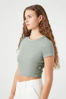 Women's Mineral Wash Ruched Cropped T-Shirt