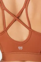 Women's Strappy Seamed Longline Sports Bra in Chestnut Medium