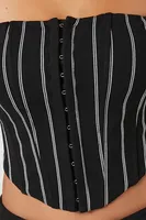 Women's Striped Bustier Tube Top in Black/Grey Medium