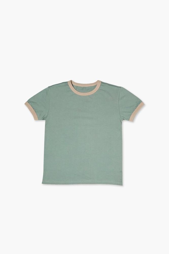 Kids Ringer T-Shirt (Girls + Boys) in Olive/Tan, 9/10