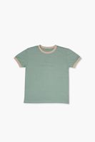 Kids Ringer T-Shirt (Girls + Boys) in Olive/Tan, 9/10