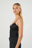 Women's Satin Cutout Bodysuit in Black Medium