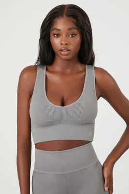 Women's Seamless Scoop Neck Sports Bra in Dark Grey Small