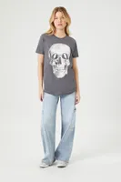 Women's Sunglasses Skeleton Graphic Tee in Charcoal Large