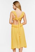 Women's Ruffle Tie-Back Midi Dress in Yellow Gold Medium