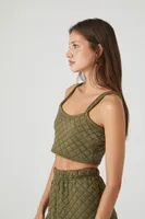 Women's Quilted Cropped Cami in Olive Medium