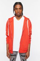 Men Fleece Zip-Up Hoodie in Red, XL