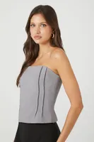 Women's Pleated Strapless Top in Grey Medium