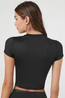 Women's Corset Cropped T-Shirt in Black, XS