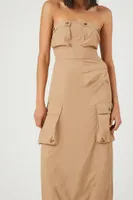 Women's Cargo Tube Maxi Dress in Taupe Small