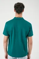 Men Waffle Knit Polo Shirt in Hunter Green, XL