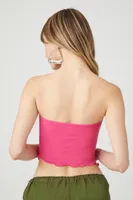 Women's Lettuce-Edge Tube Top in Pink Large