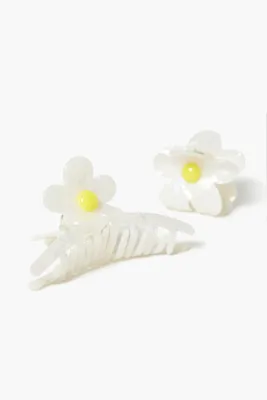 Marble Flower Hair Clip Set in Cream/Yellow