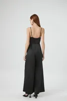 Women's Satin Wide-Leg Jumpsuit in Black Small