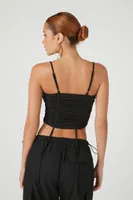 Women's Ruched Lace-Up Cami in Black Medium